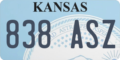 KS license plate 838ASZ
