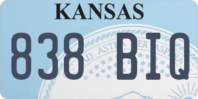 KS license plate 838BIQ