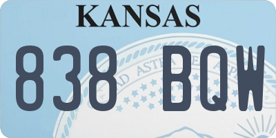 KS license plate 838BQW