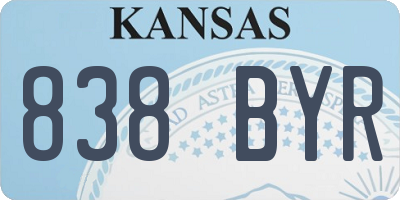 KS license plate 838BYR