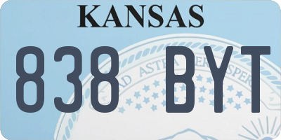 KS license plate 838BYT