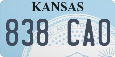 KS license plate 838CAO