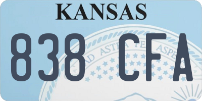 KS license plate 838CFA