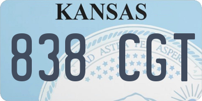 KS license plate 838CGT