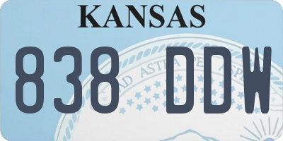 KS license plate 838DDW