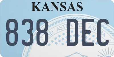 KS license plate 838DEC