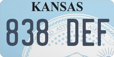 KS license plate 838DEF