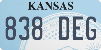 KS license plate 838DEG