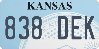 KS license plate 838DEK