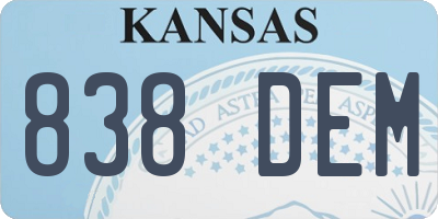 KS license plate 838DEM