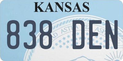 KS license plate 838DEN