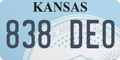 KS license plate 838DEO