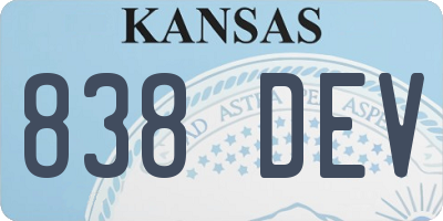 KS license plate 838DEV