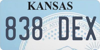 KS license plate 838DEX