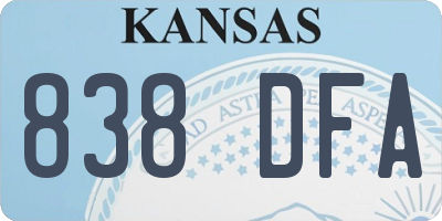 KS license plate 838DFA