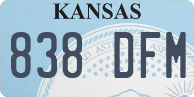 KS license plate 838DFM