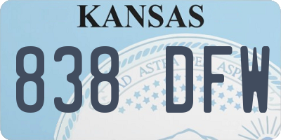KS license plate 838DFW