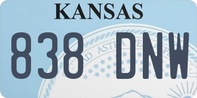 KS license plate 838DNW