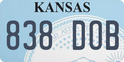 KS license plate 838DOB