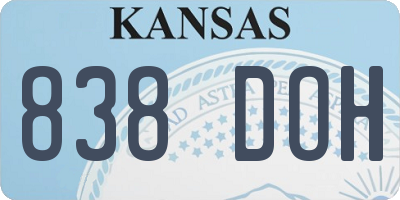 KS license plate 838DOH