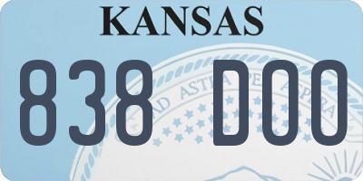 KS license plate 838DOO