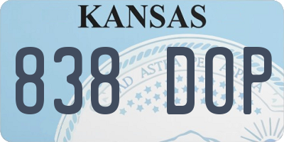 KS license plate 838DOP