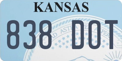 KS license plate 838DOT