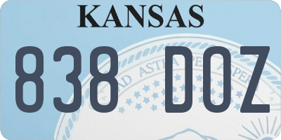 KS license plate 838DOZ