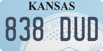 KS license plate 838DUD
