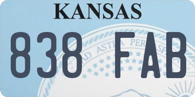 KS license plate 838FAB