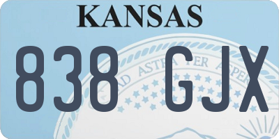 KS license plate 838GJX