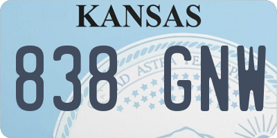 KS license plate 838GNW
