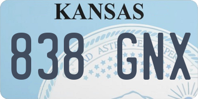 KS license plate 838GNX