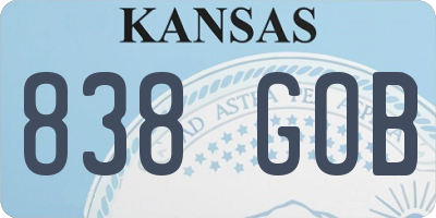 KS license plate 838GOB