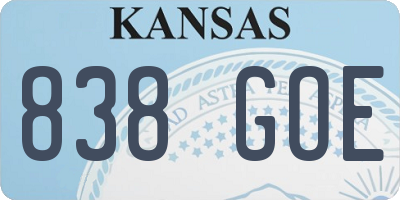 KS license plate 838GOE
