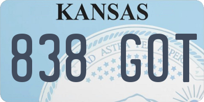 KS license plate 838GOT