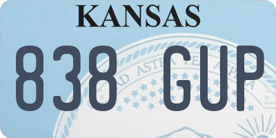 KS license plate 838GUP