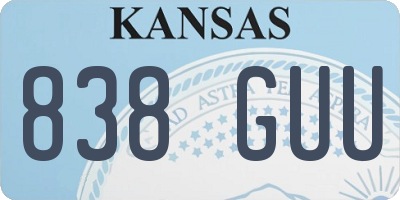 KS license plate 838GUU