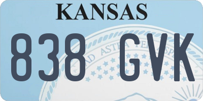 KS license plate 838GVK