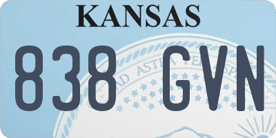 KS license plate 838GVN