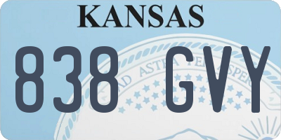 KS license plate 838GVY