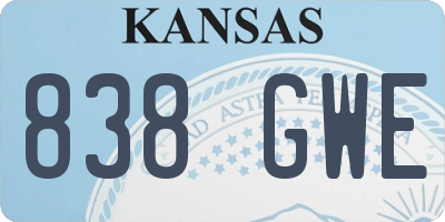 KS license plate 838GWE