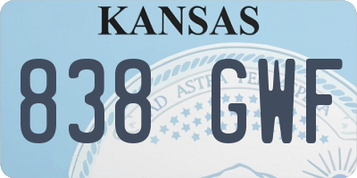 KS license plate 838GWF