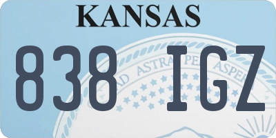 KS license plate 838IGZ