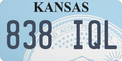 KS license plate 838IQL