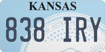 KS license plate 838IRY