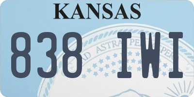 KS license plate 838IWI