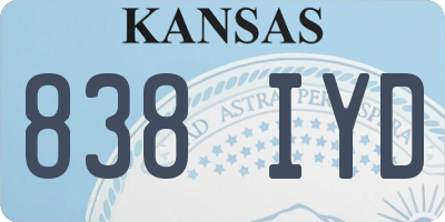 KS license plate 838IYD