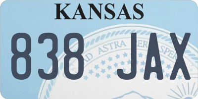 KS license plate 838JAX