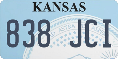 KS license plate 838JCI